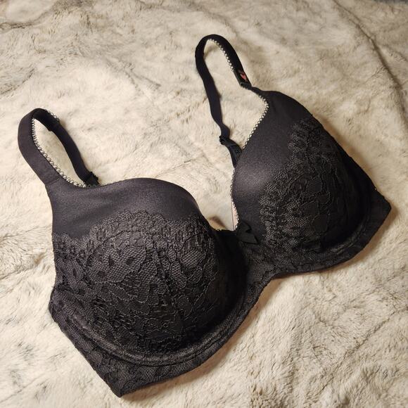 Victoria's Secret Black Floral Lace Body By Victoria Demi Bra 32DD - Picture 4 of 7